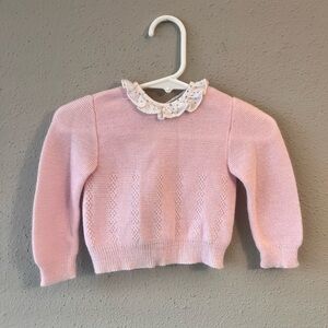 Pink vintage knit sweater for baby girl
